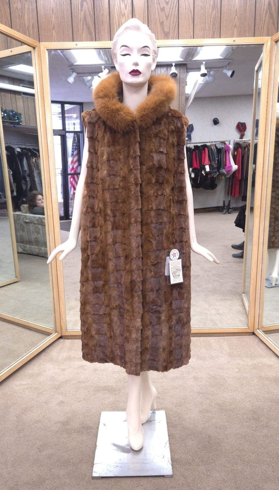 Whiskey Mink Fur Full Length Vest Ugent Furs