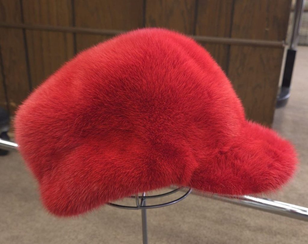 red mink fur army hat Ugent Furs