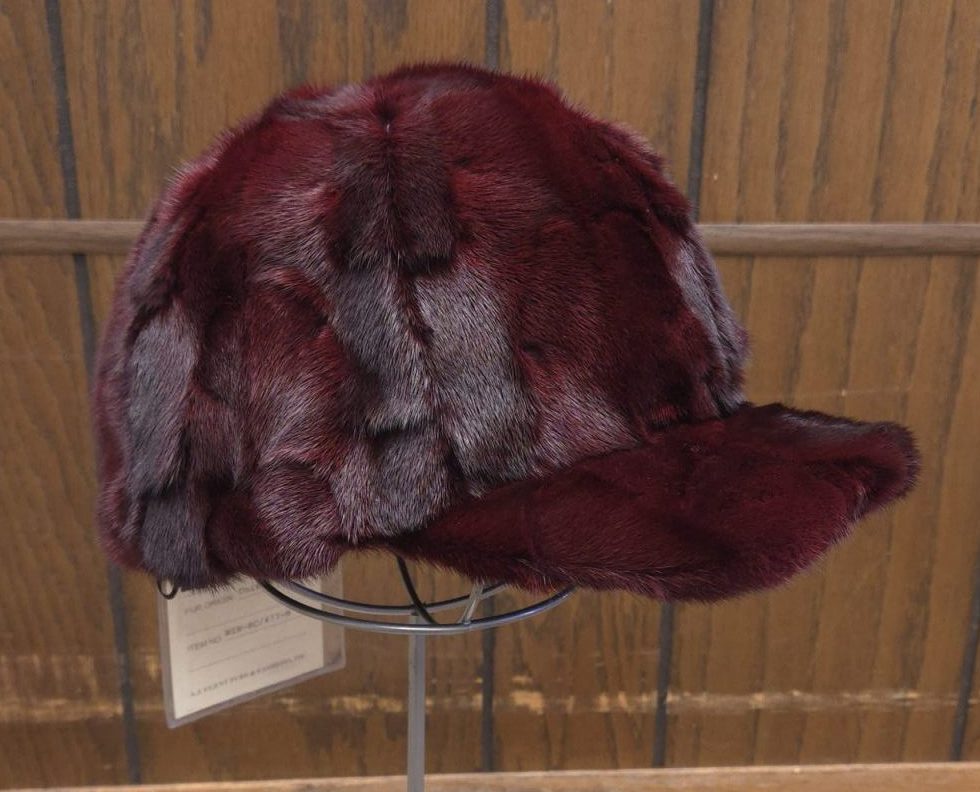 burgundy mink fur baseball cap Ugent Furs