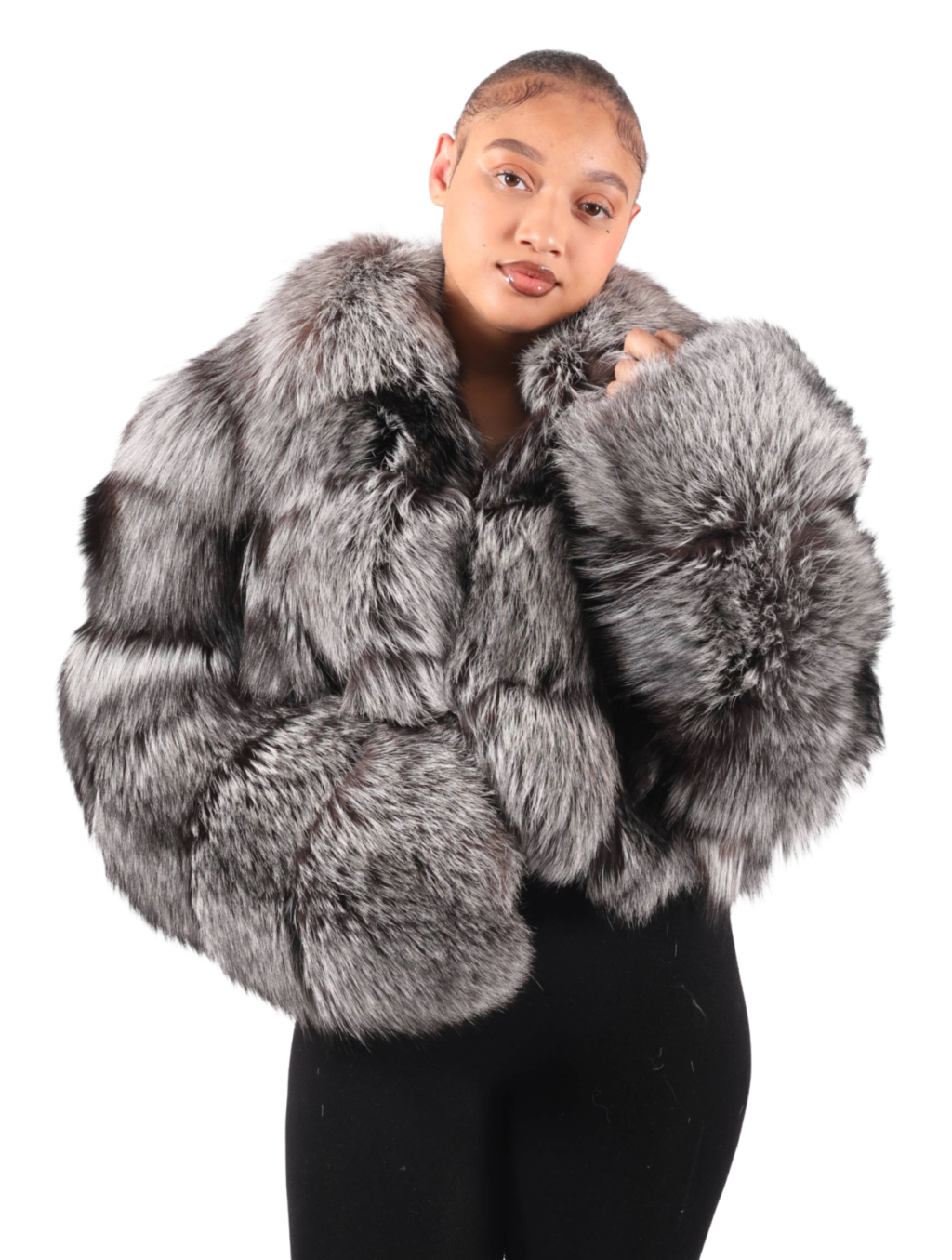 1 3 silver fox fur jacket Ugent Furs