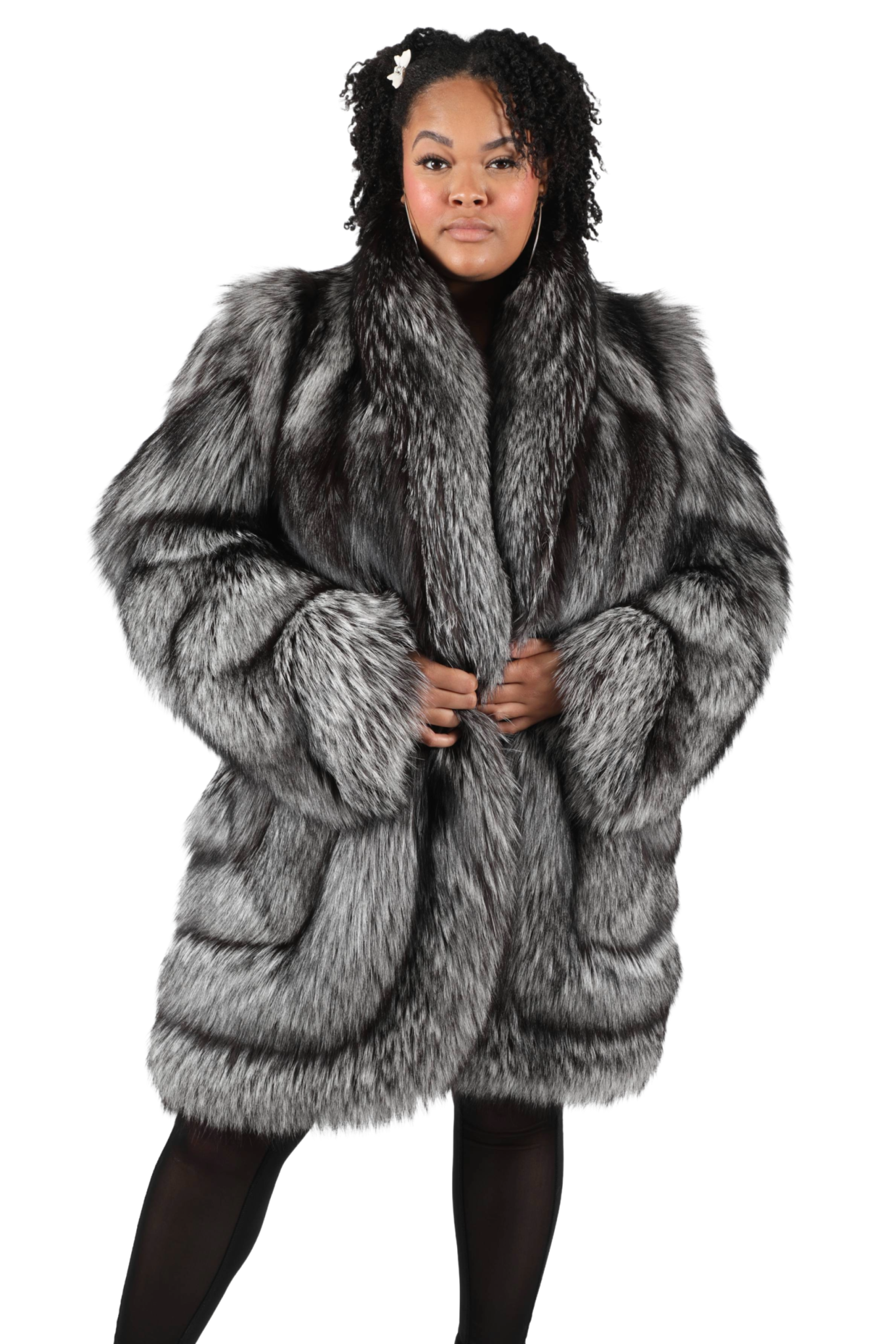 23 2 Natural silver fox fur stroller Ugent Furs