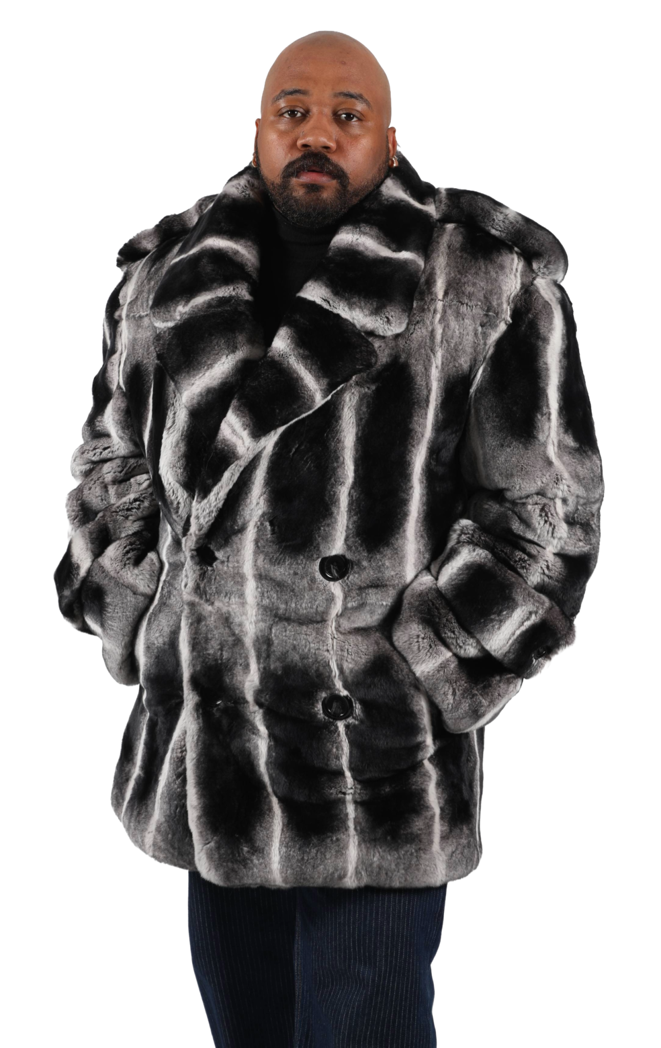 M29 2 Chinchilla Rex Rabbit mans fur peacoat Ugent Furs